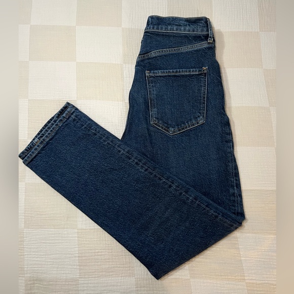 Agolde Denim - AGOLDE Riley Long Inseam High Rise Straight Leg Denim Jeans Divided Dark Wash 27